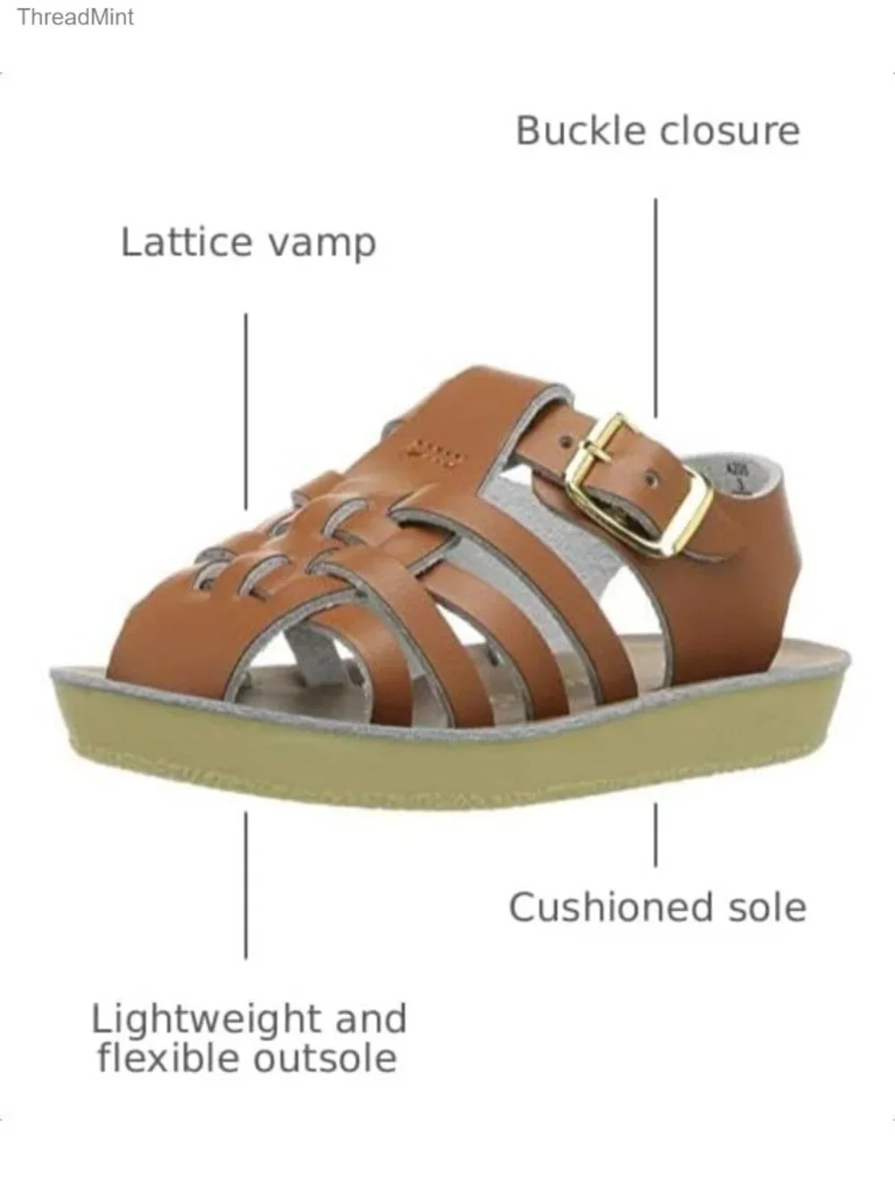 Toddler Leather Sandals Water-Friendly Buckle Closure